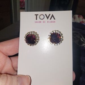 Gold and Purple Crystal Earrings